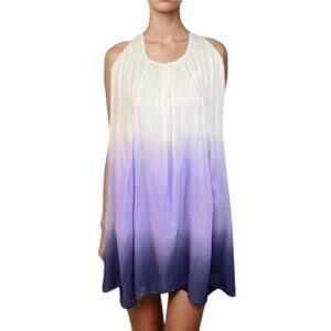 Sisley purple Ombre Print Bubble hem Dress Womens Cotton Scoop Neck summer mini